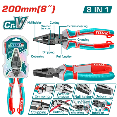 Total Tools Pliers, 8 inches, THTMF186