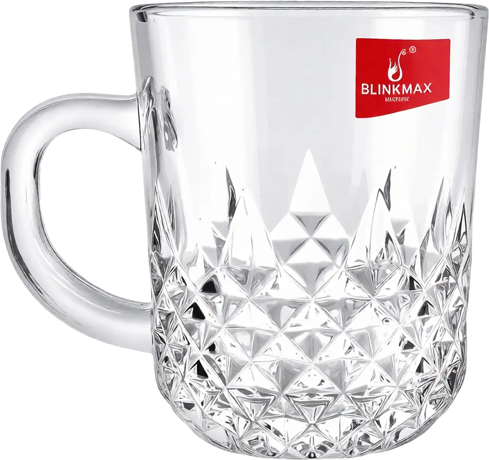 Blinkmax Glass Mug Set, 6 Pieces, 235ml Capacity, Clear Color, Model KTZB85