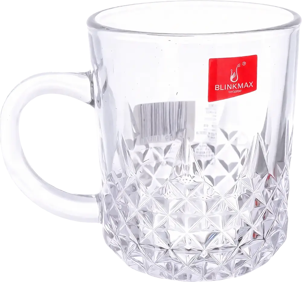 Blinkmax Glass Mug Set, 6 Pieces, 235ml Capacity, Clear Color, Model KTZB85