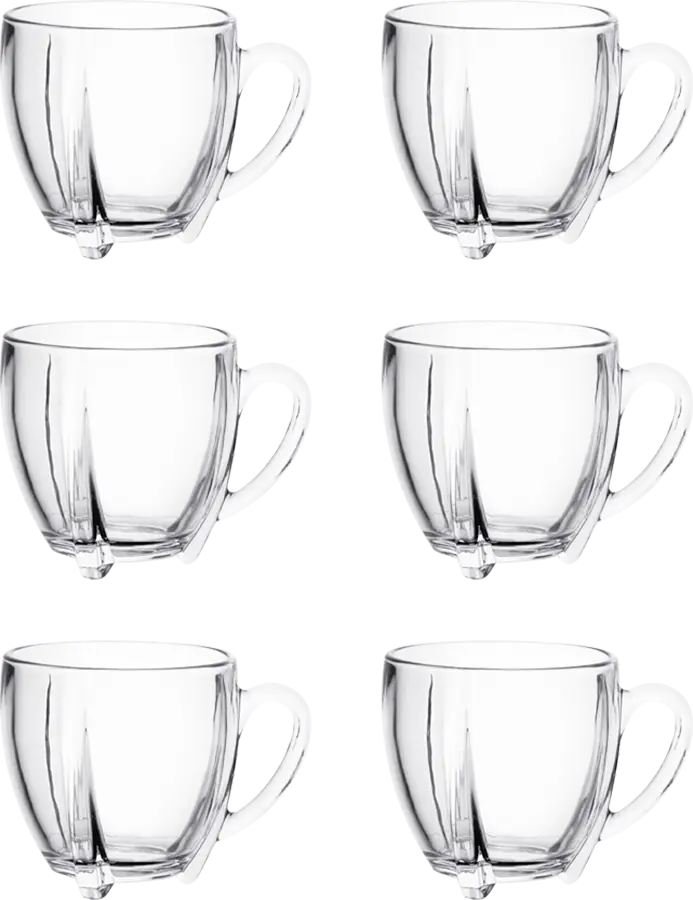 Blinkmax Glass Mug Set, 6 Pieces, 185ml Capacity, Clear Color, Model KTZB126