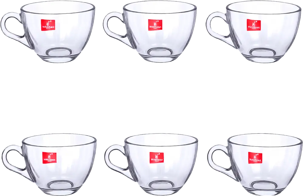 Blinkmax Glass Mug Set, 6 Pieces, 190ml Capacity, Clear Color, Model KTZB96