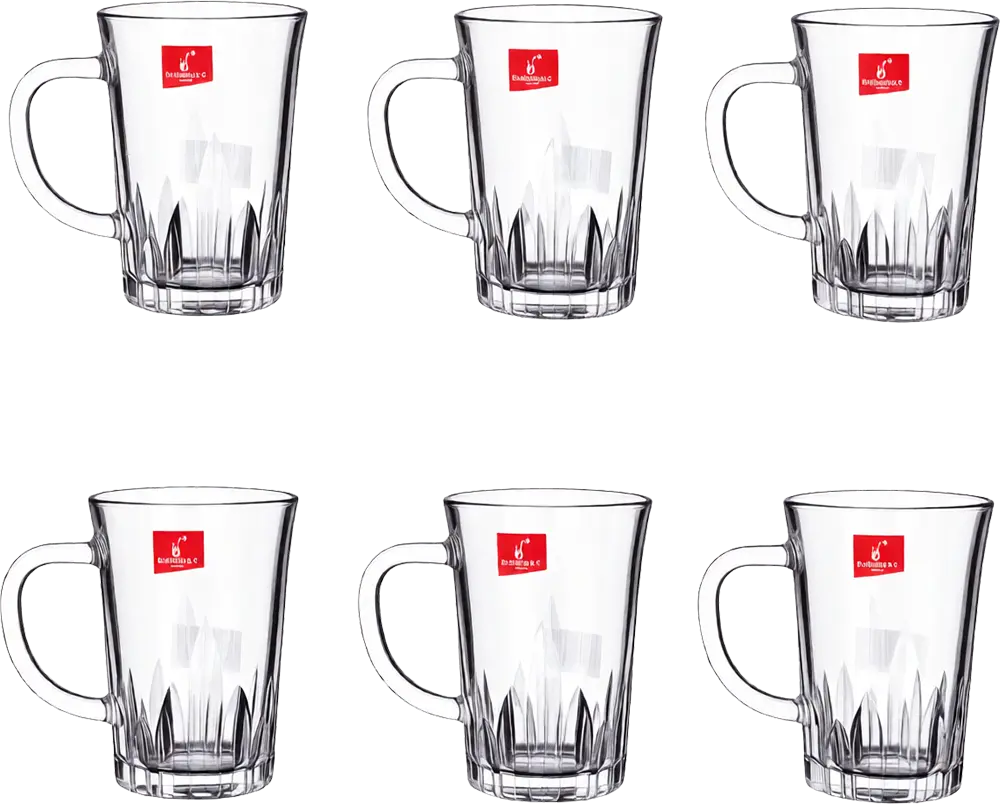 Blinkmax Glass Mug Set, 6 Pieces, 205ml Capacity, Clear Color, Model KTZB134