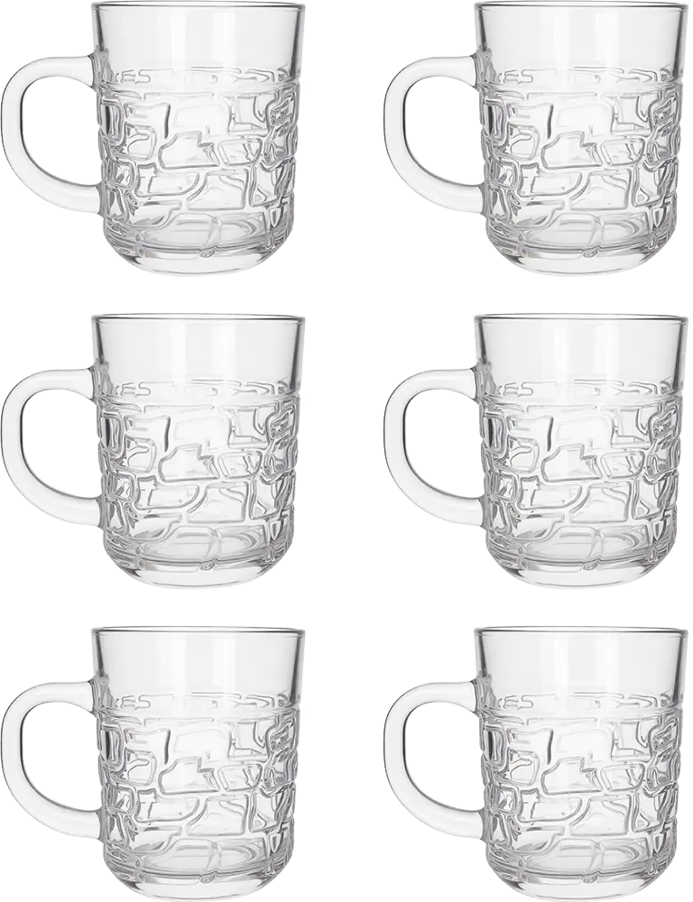 Blinkmax Glass Mug Set, 6 Pieces, 205ml Capacity, Clear Color, Model KTZB134