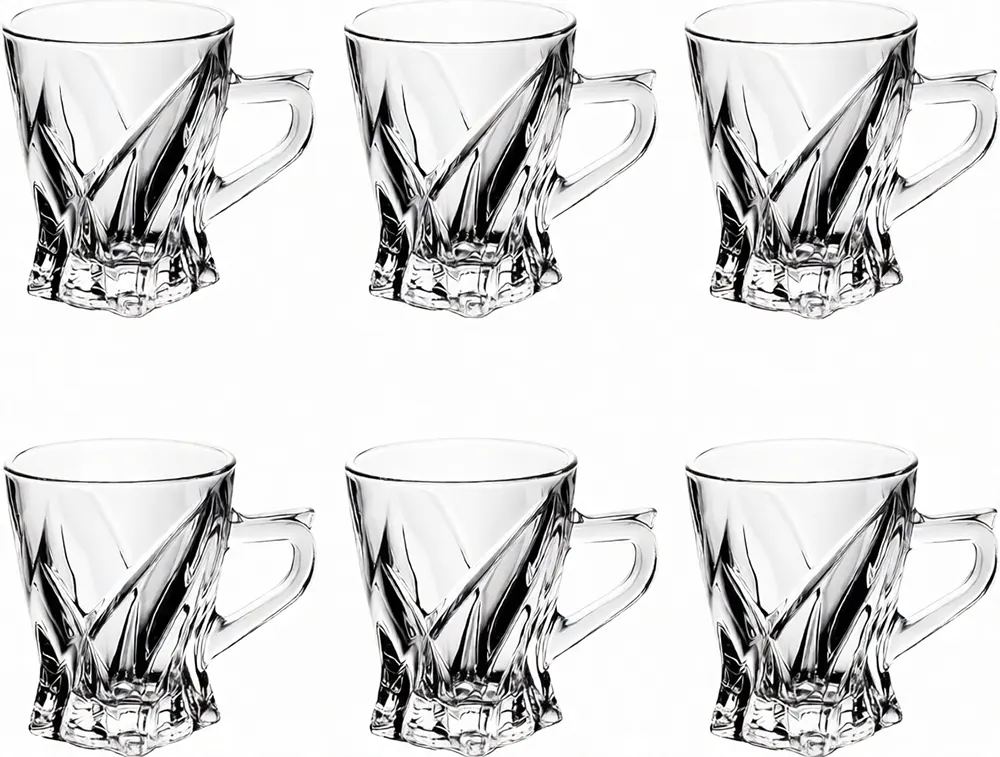 Blinkmax Glass Mug Set, 6 Pieces, 140ml Capacity, Clear Color, Model KTZB104