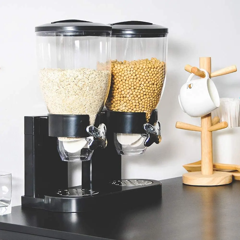 موزع حبوب مزدوج، سعة 7 لتر، بلاستيك شفاف