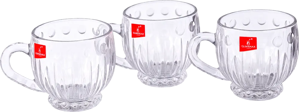 Blinkmax Glass Mug Set, 6 Pieces, 185ml Capacity, Clear Color, Model KTZB86A