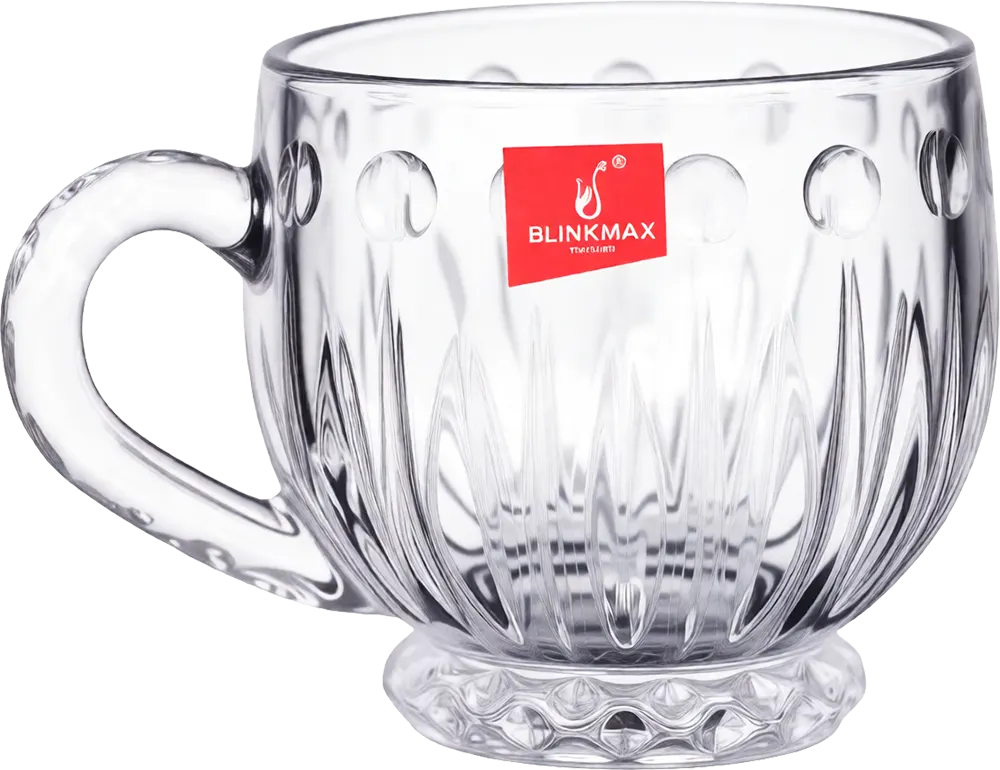 Blinkmax Glass Mug Set, 6 Pieces, 185ml Capacity, Clear Color, Model KTZB86A