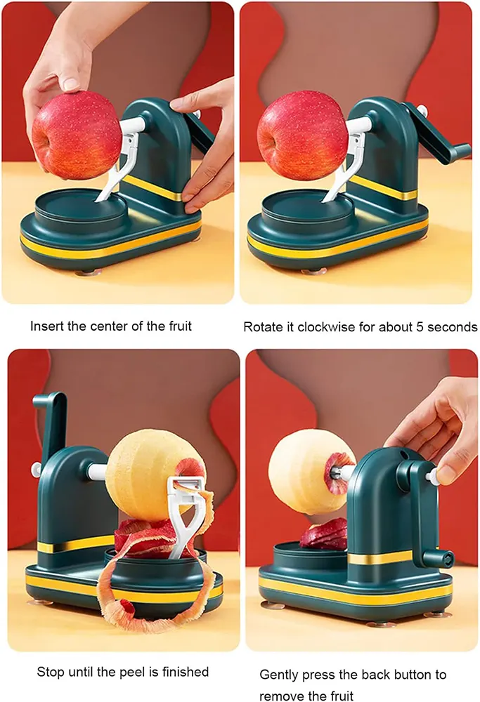 قشارة تفاح اتوماتيكية، ذراع تحكم يدوي، شفرات ستانلس ،أخضر