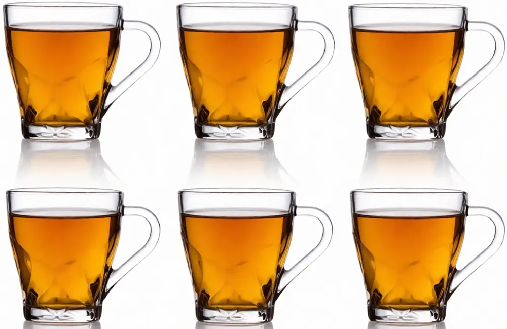 Blinkmax Glass Mug Set, 6 Pieces, 260ml Capacity, Clear Color, Model KTZB21-4