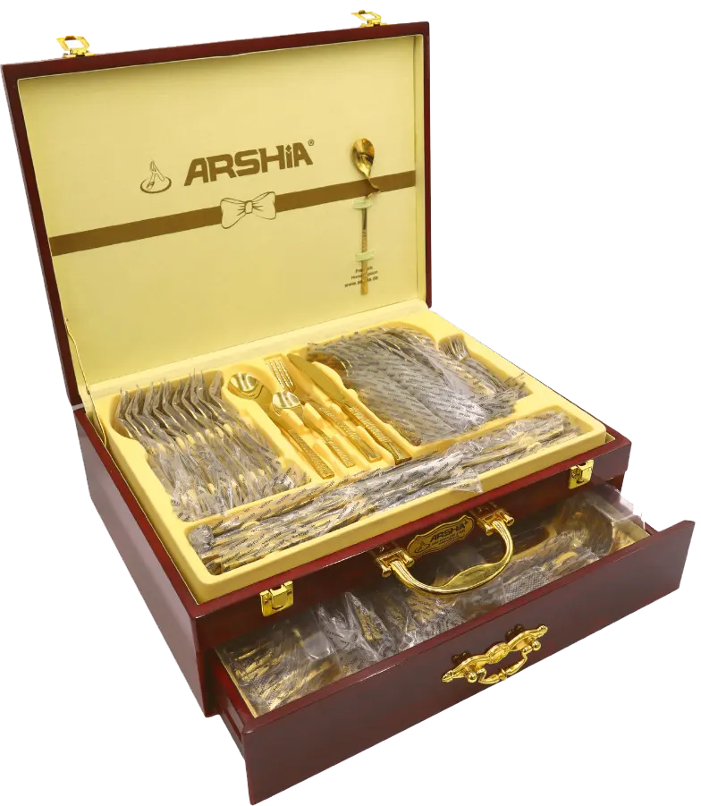 شنطة معالق أرشيا، 86 قطعة ، استانلس ستيل، فضي X ذهبي