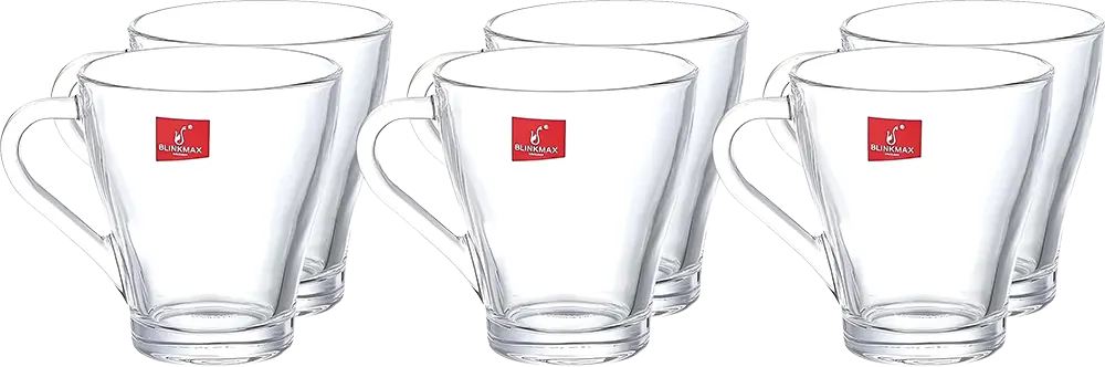 Blinkmax Glass Mug Set, 6 Pieces, 200ml Capacity, Clear Color, Model KTZB36