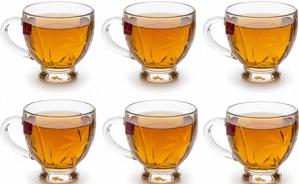 Blinkmax Glass Mug Set, 6 Pieces, 186ml Capacity, Clear Color, Model KTZB127