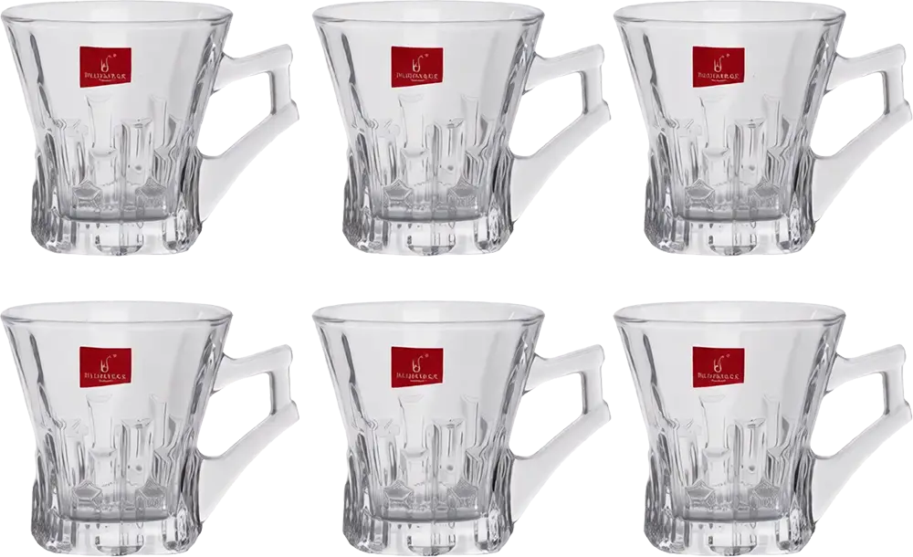 Blinkmax Glass coffee Mug Set, 6 Pieces, 160ml Capacity, Clear Color, Model KTZB81