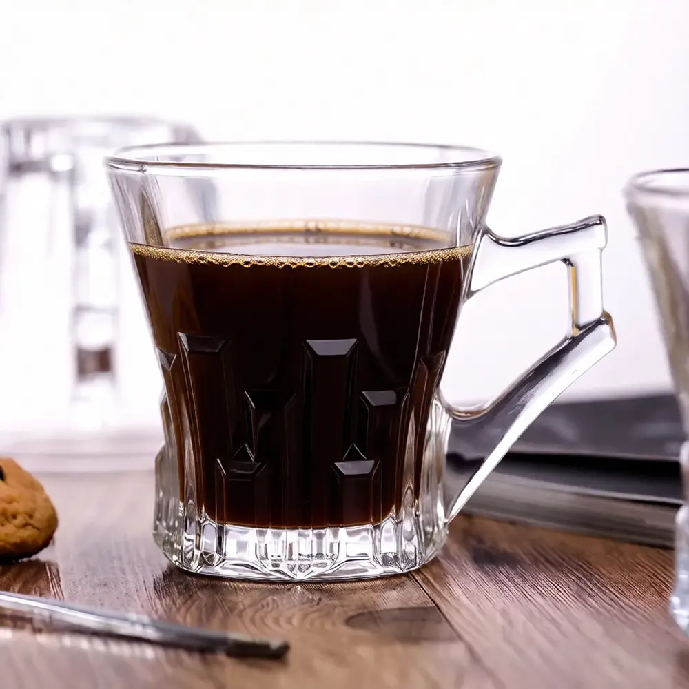 Blinkmax Glass coffee Mug Set, 6 Pieces, 160ml Capacity, Clear Color, Model KTZB81