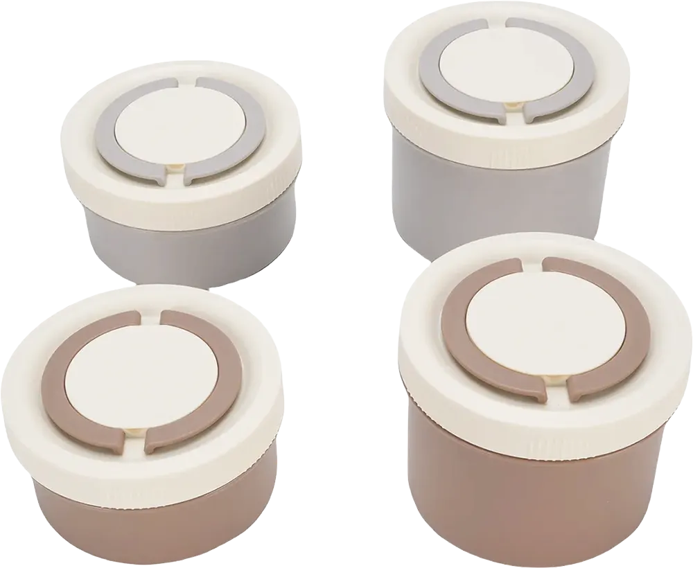 Thermal lunchbox set, 1 thermal bag, 4 cans, beige color, 200-1