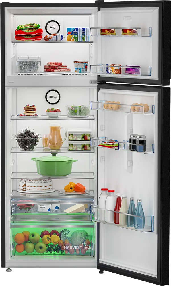 ثلاجة بيكو نوفرست ، 406 لتر ، 2 باب  ، انفرتر ، شاشة ديجيتال ، أسود، RDNE455M20XBIDB