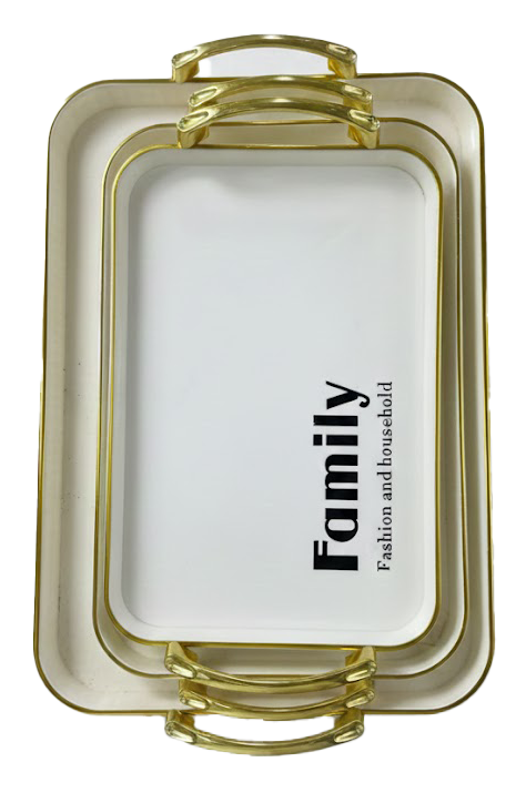 Melamine Serving Tray Set, 3 Pieces, Assorted Shapes