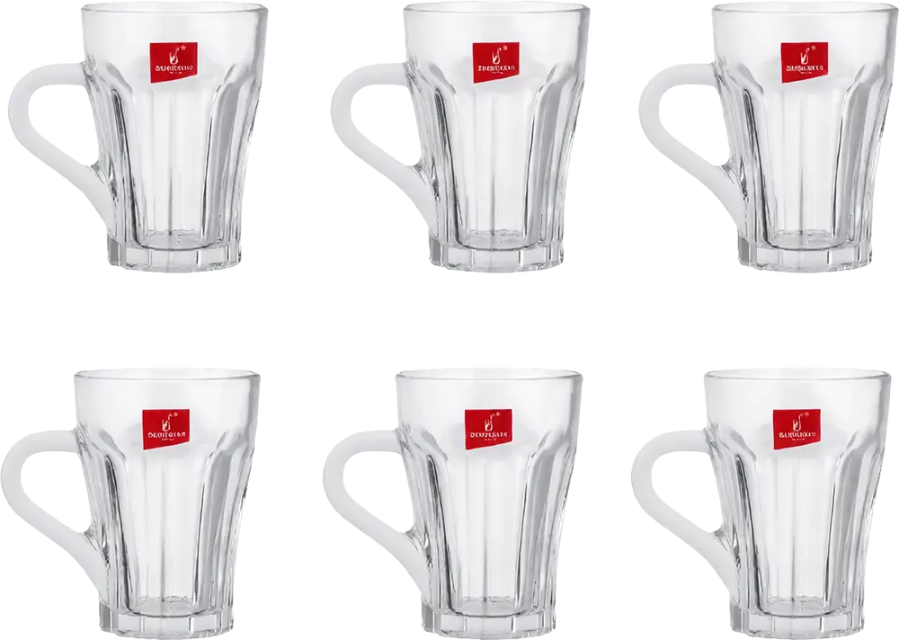 Blinkmax Glass Mug Set, 6 Pieces, 160ml Capacity, Clear Color, Model KTZB49