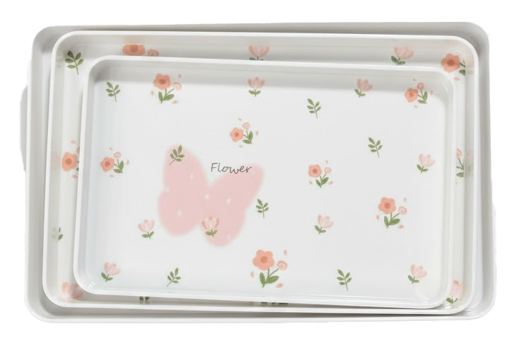 Rectangular Melamine Serving Tray Set, 3 Pieces