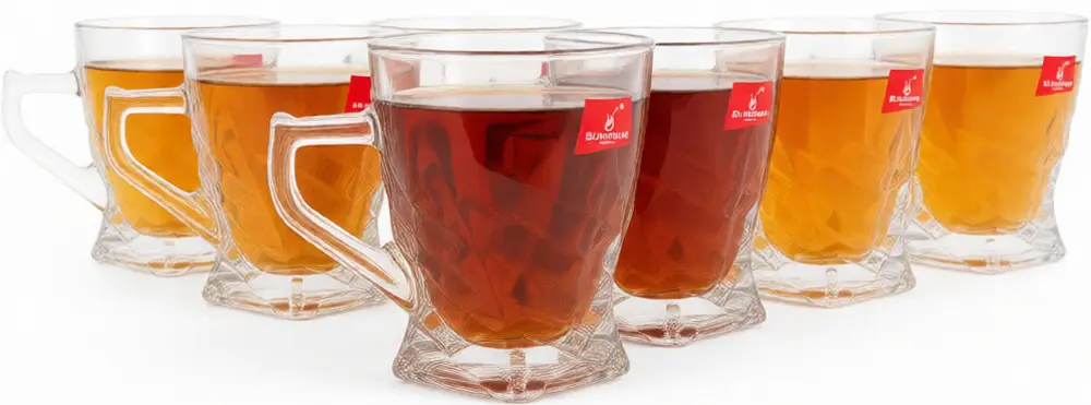 Blinkmax Glass Mug Set, 6 Pieces, 140ml Capacity, Clear Color, Model KTZB103