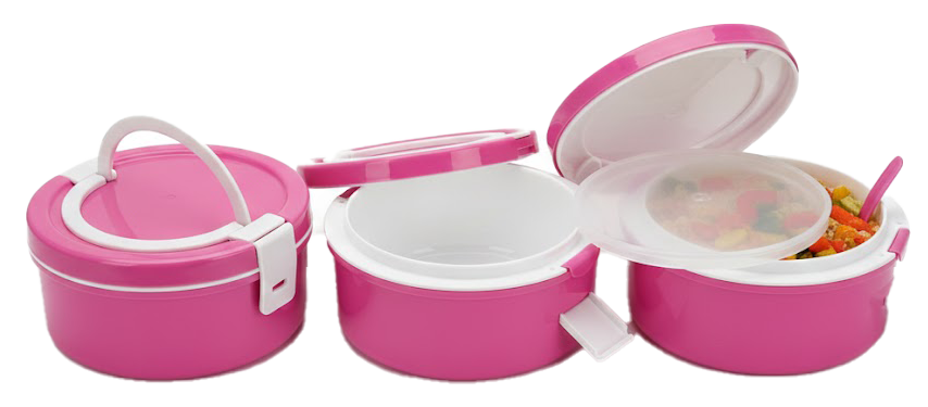 Stello Food Container, 3 Pieces, Assorted Sizes, Pink