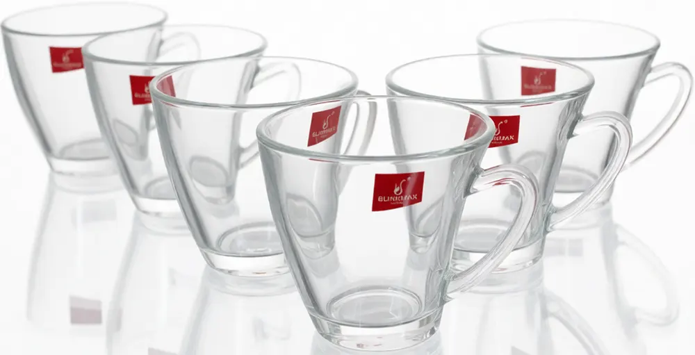 Blinkmax Glass Mug Set, 6 Pieces, 235ml Capacity, Clear Color, Model KTZB88