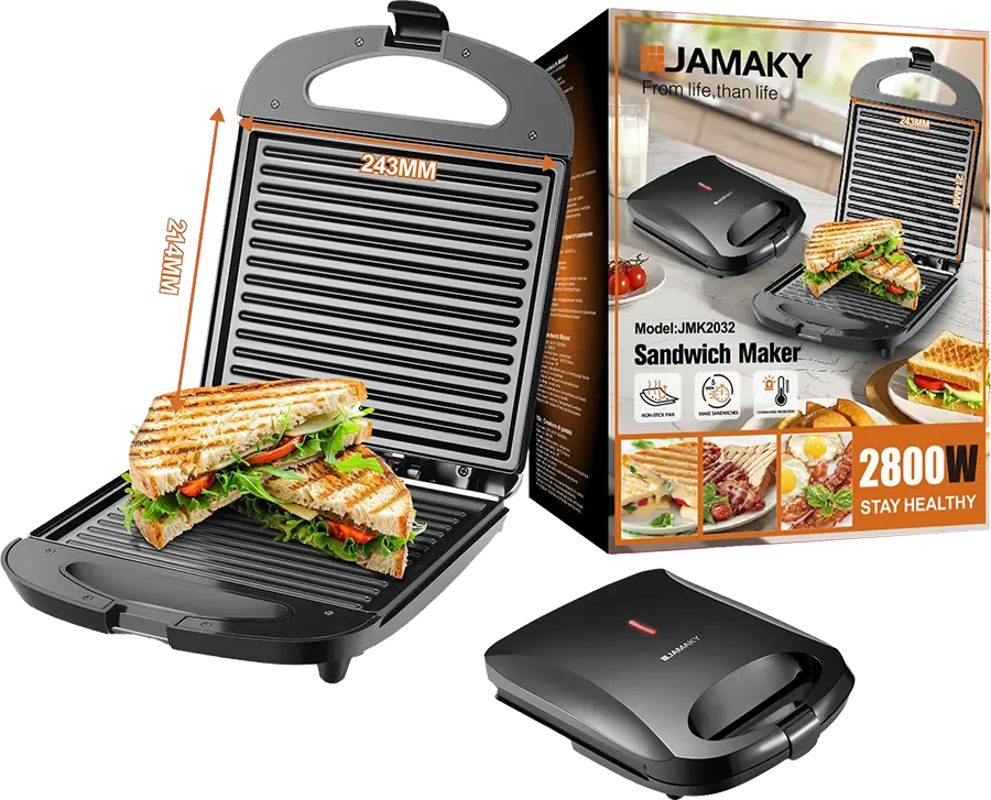 ساندوتش ميكر جاماكي ، 2800 وات ، حجم كبير ، JMK2032