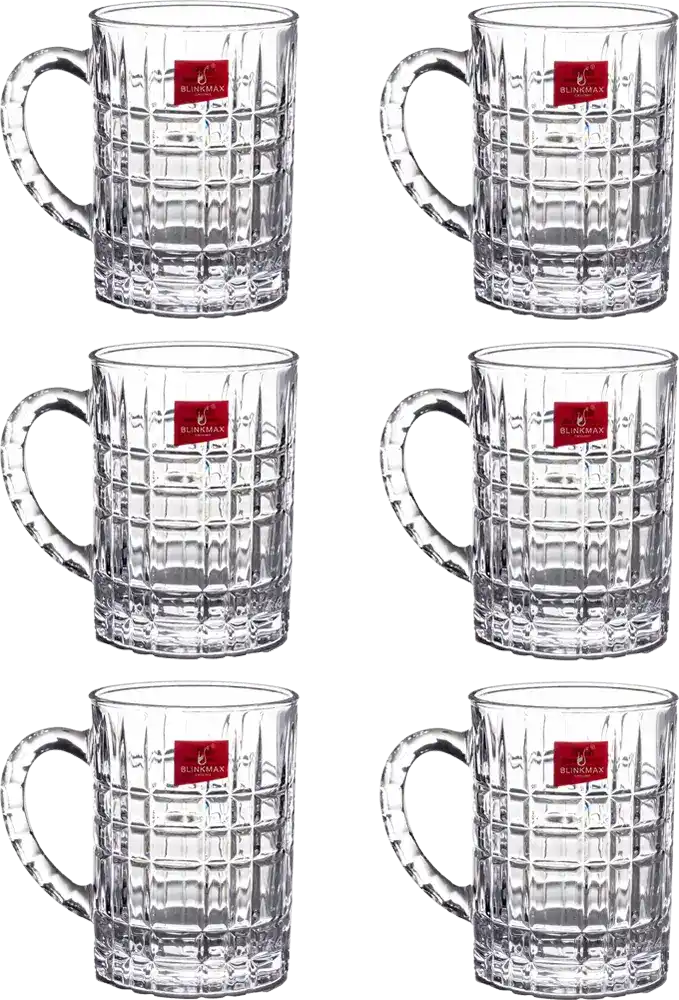Blinkmax Glass Mug Set, 6 Pieces, 205ml Capacity, Clear Color, Model KTZB88