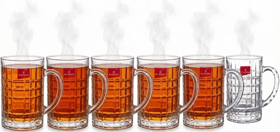 Blinkmax Glass Mug Set, 6 Pieces, 205ml Capacity, Clear Color, Model KTZB88