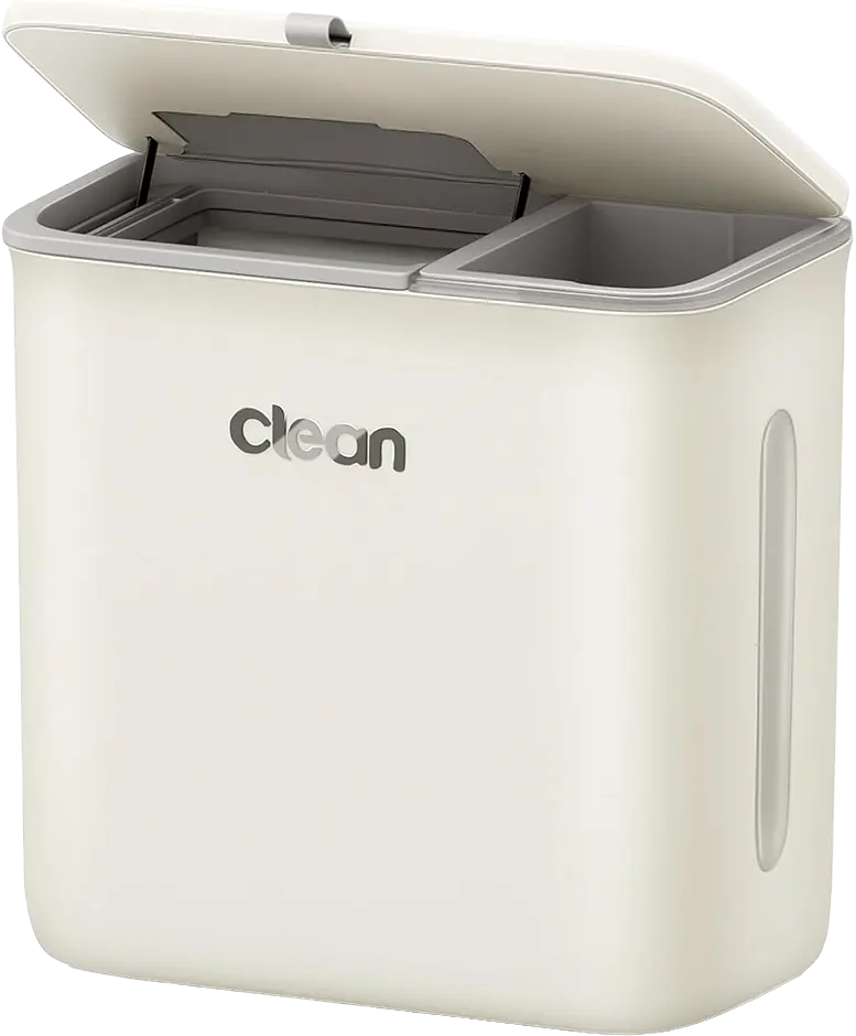 سلة مهملات معلقة لوكس، قابلة للطي، سعة 3.2 جالون، مع غطاء لباب الخزانة، بلاستيك، بيج