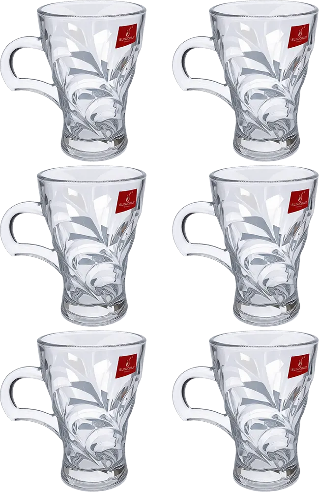 Blinkmax Glass Mug Set, 6 Pieces, 189ml Capacity, Clear Color, ModelKTZB113