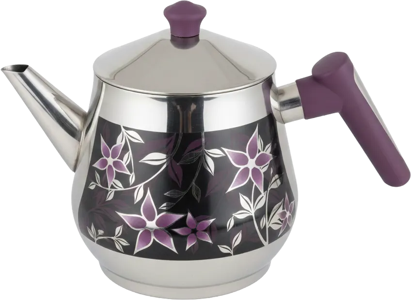 Al-Andalos Turkish teapot, 1 liter capacity, stainless steel, embossed silver