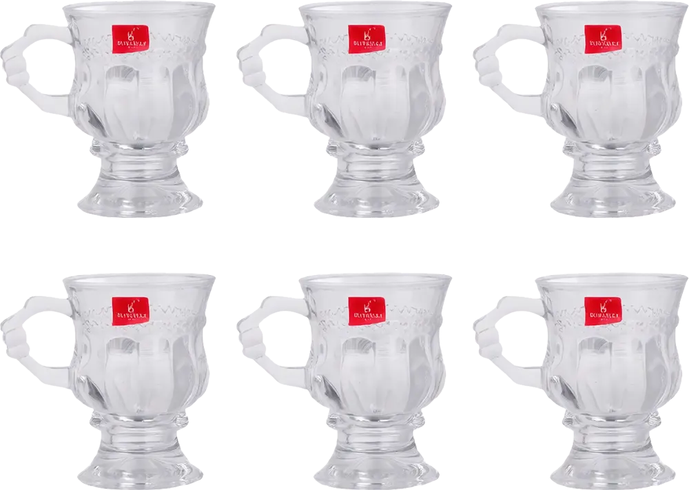 Blinkmax Glass Mug Set, 6 Pieces, 150ml Capacity, Clear Color, Model KTZB94