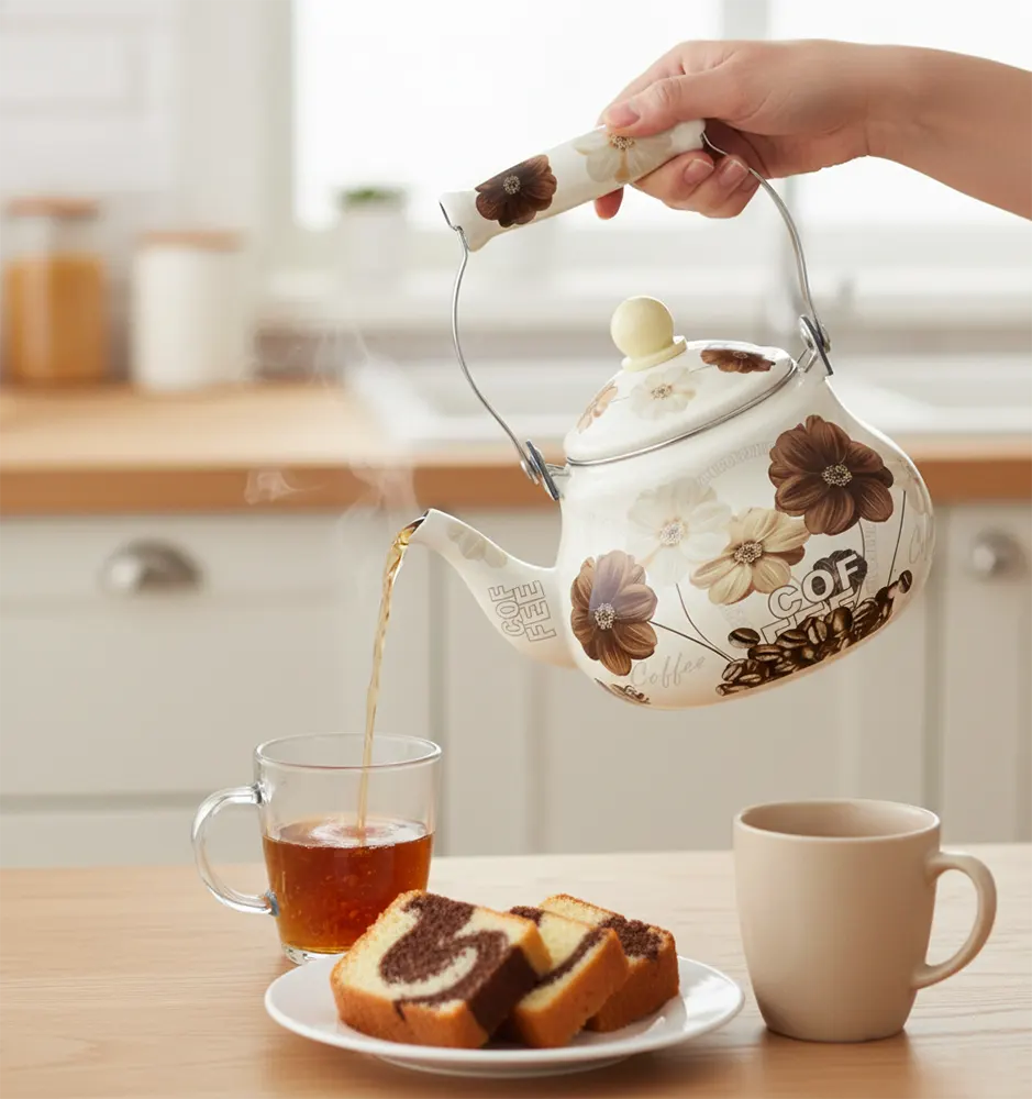 Metal teapot, 1.5 liters, comfortable handle and practical spout, multiple colors