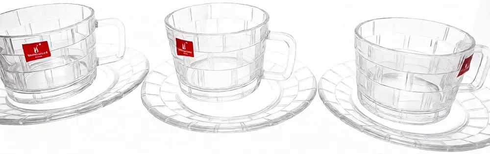 Blinkmax Glass Mug Set, 12 Pieces, 6 Mugs (320ml Capacity), 6 Saucers, Clear Color, Model KTZB326