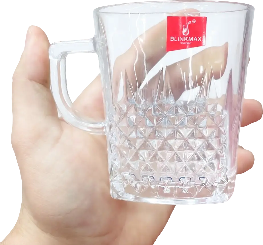 Blinkmax Glass Mug Set, 6 Pieces, 260ml Capacity, Clear Color, Model KTZB68-4