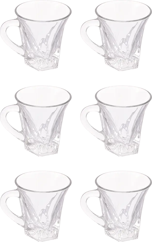 Blinkmax Glass Mug Set, 6 Pieces, 150ml Capacity, Clear Color, Model KTZB150