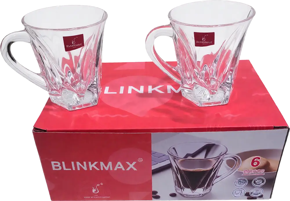 Blinkmax Glass Mug Set, 6 Pieces, 150ml Capacity, Clear Color, Model KTZB150