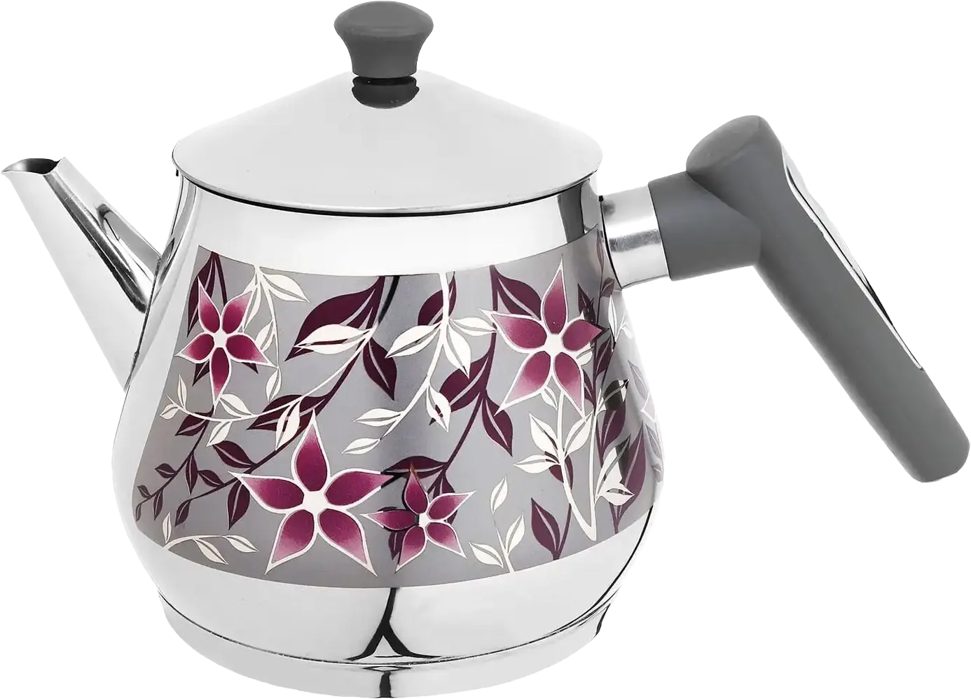 Al-Andalos Turkish teapot, 1 liter capacity, stainless steel, embossed silver