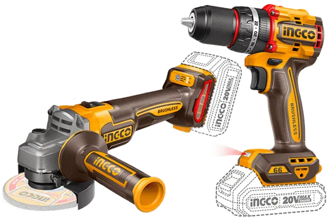 INGCO 20V Cordless Drill, 66N + Angle Grinder, INGCO CKLI20273