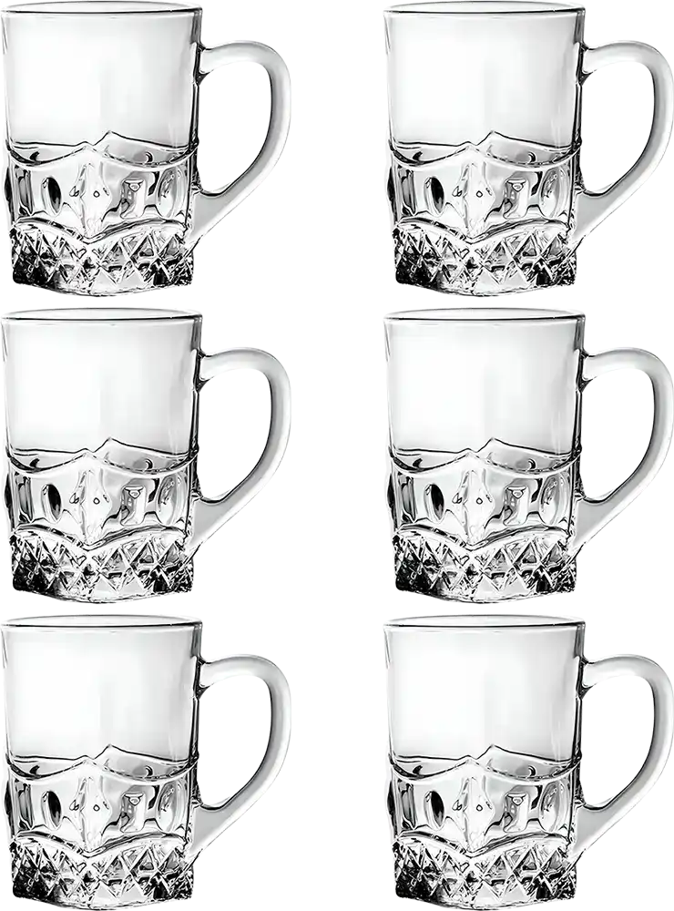 Blinkmax Glass Mug Set, 6 Pieces, 156ml Capacity, Clear Color, Model KTZB320-2