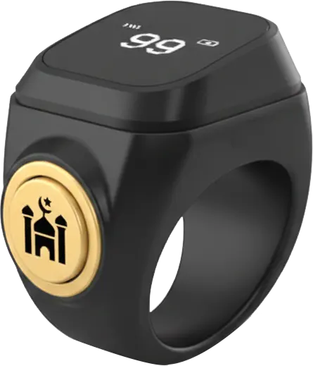 Smart Tasbih Counting ring, LED display, prayer time reminder, rechargeable, black