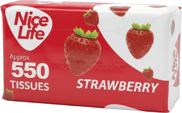 علبة مناديل سحب نايس لايف، 550 منديل، 3 طبقات، رائحة الفراولة