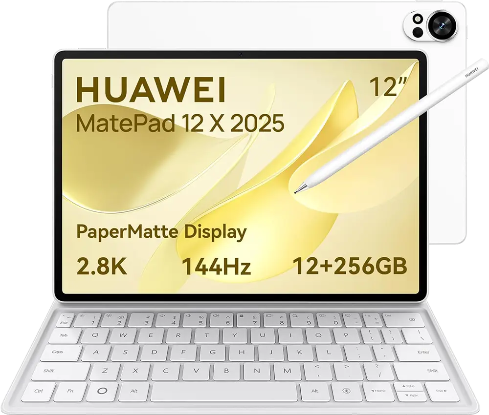 تابلت هواوي ميت باد 12X (2025) ، صدار ورقي غير لامع شاشة 12 بوصة LCD ، ذاكرة 256 جيجابايت ، رامات 12 جيجابايت ، وواي فاي فقط ، أبيض