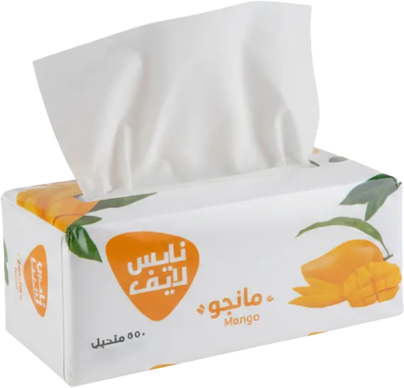علبة مناديل سحب نايس لايف، 550 منديل، 3 طبقات، رائحة المانجو