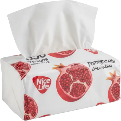 علبة مناديل سحب نايس لايف، 550 منديل، 3 طبقات، رائحة الرمان