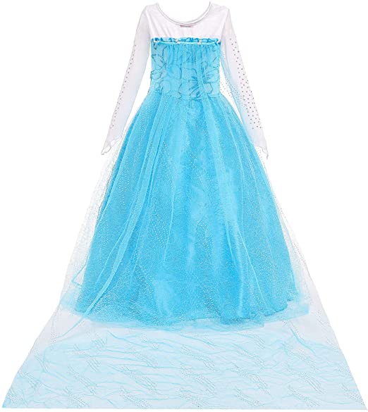 فستان تنكري لأعياد الميلاد والهالوين بشكل ملكة الثلج إيلسا ثوب للحفلات التنكرية للفتيات