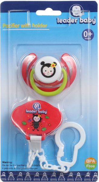 Leader Baby Silicone Pacifier With Cap - Red