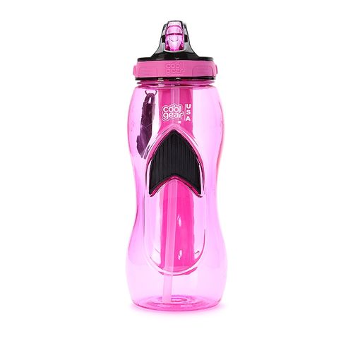 Cool Gear Tritan Plastic Water Bottle with Freezer Stick and Straw, 768 ml - Black and Pink