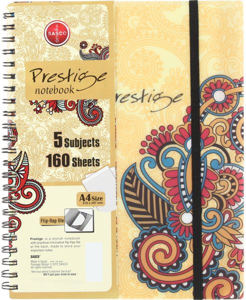 Sasco Bravo Prestige MED Spiral Notebook, 160 Sheets, Multi Color